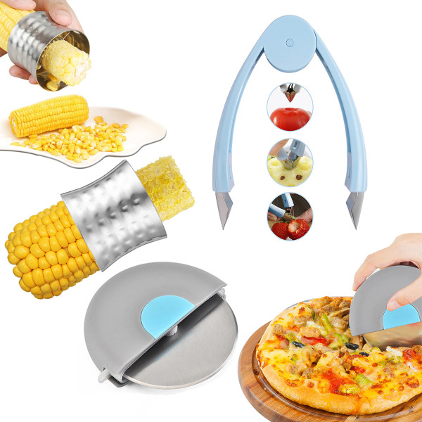 Pizza Cutter Wheel, Stem Remover, & Corn Peeler Set product image