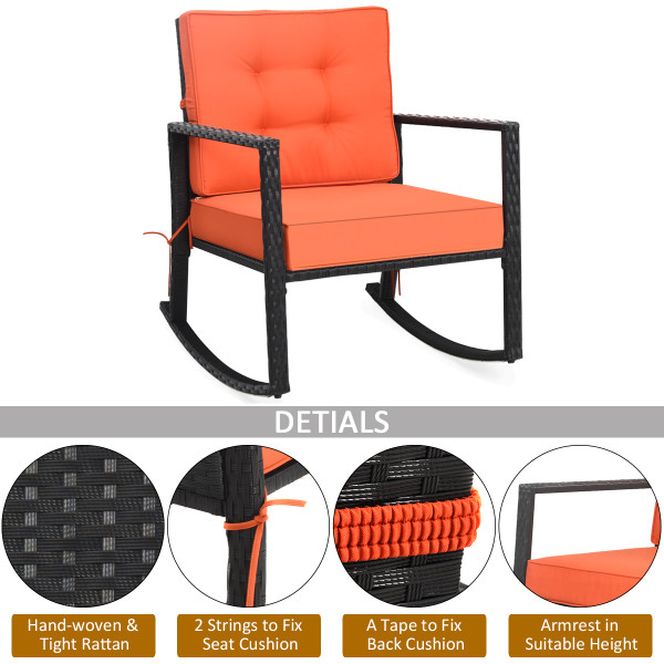 Costway Patio Rattan Rocker Chair with Cushion product image