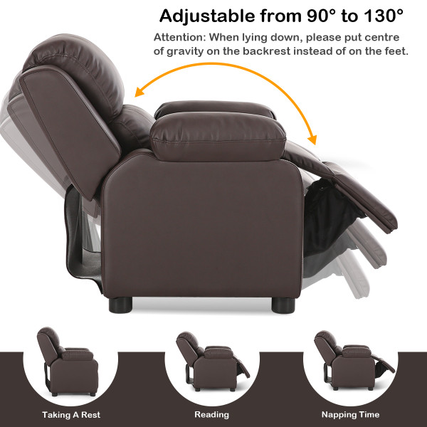 Deluxe Padded Kids Sofa Recliner with Storage Arm product image