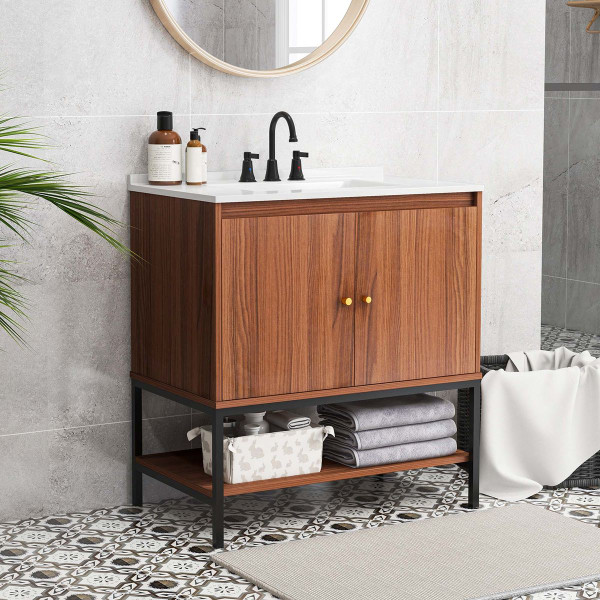 31-Inch Bathroom Vanity Sink Combo with Doors & Open Shelf product image