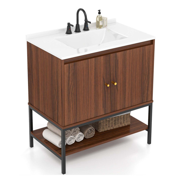 31-Inch Bathroom Vanity Sink Combo with Doors & Open Shelf product image