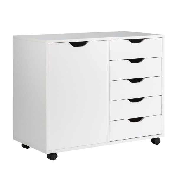 White Rolling 5-Drawer Cabinet product image