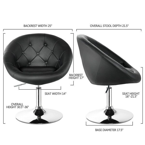 Costway Adjustable PU Leather Swivel Chair with Round Tufted Back product image