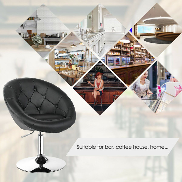 Adjustable PU Leather Swivel Chair with Round Tufted Back product image