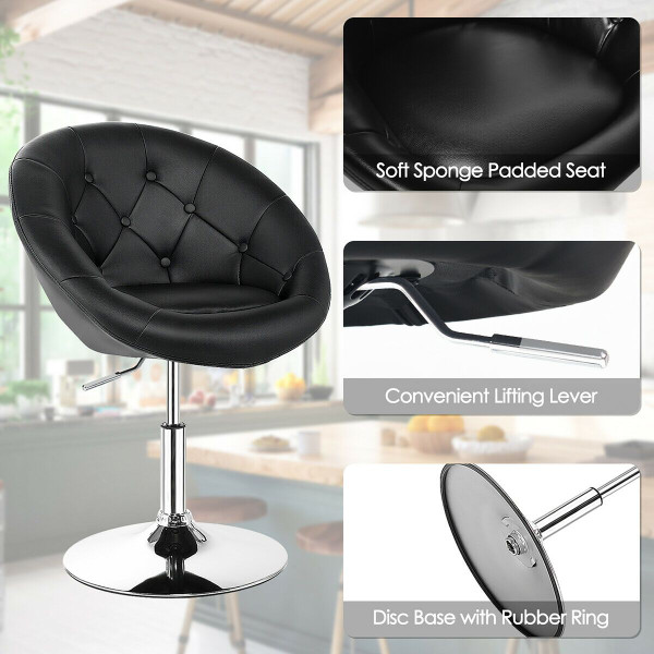 Adjustable PU Leather Swivel Chair with Round Tufted Back product image
