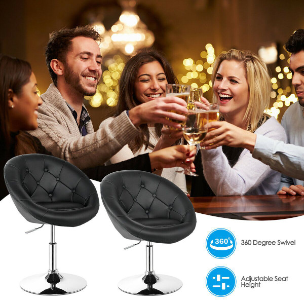 Adjustable PU Leather Swivel Chair with Round Tufted Back product image