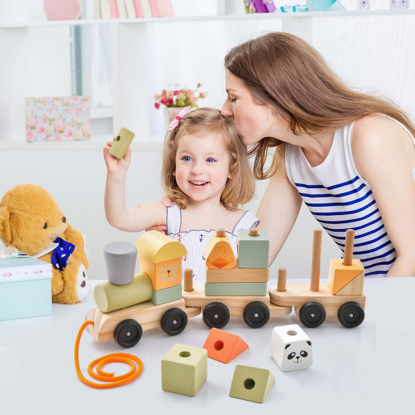 Toddler's Stackable 3-Section Wooden Train Set product image