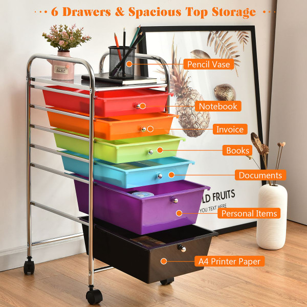 Costway 6-Drawer Rolling Storage Cart  product image