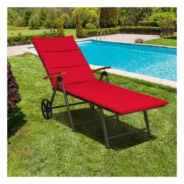 Costway Aluminum Rattan Lounger 5-Position Recliner product image
