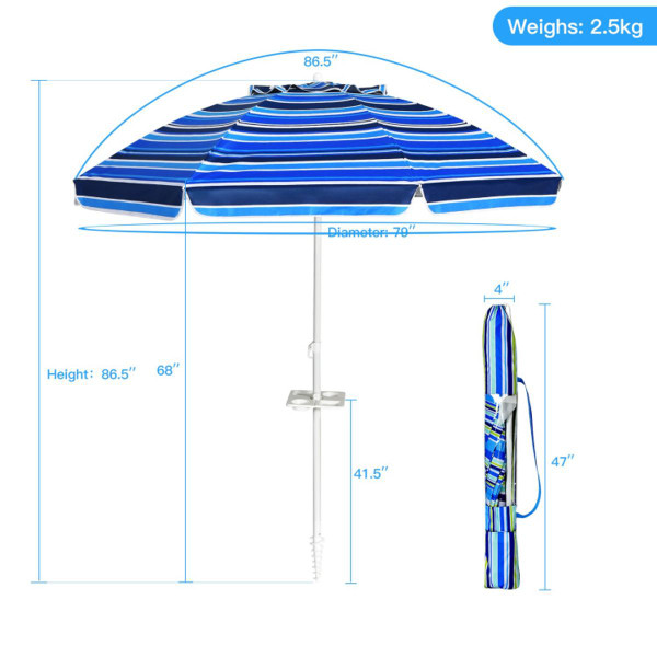 7.2-Foot Portable Outdoor Beach Umbrella with Sand Anchor & Tilt Mechanism product image