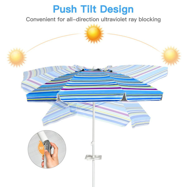 7.2-Foot Portable Outdoor Beach Umbrella with Sand Anchor & Tilt Mechanism product image