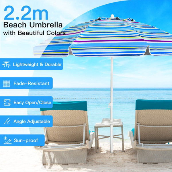 7.2-Foot Portable Outdoor Beach Umbrella with Sand Anchor & Tilt Mechanism product image