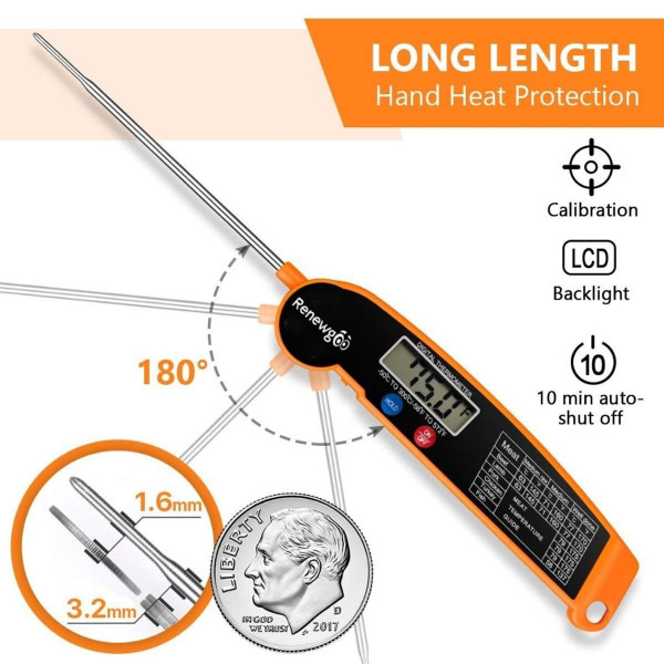 Fast-Read Digital Kitchen Thermometer with Folding Probe (1- or 2-Pack) product image