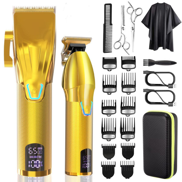 Professional Hair Clippers Trimmer Barber Clipper Set Cordless Hair Cutting Grooming Haircut Kit for Men-Gold product image