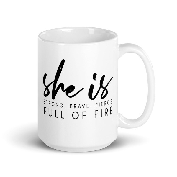 'She Is Full of Fire' Graphic Coffee Mug, 11 or 15 oz. product image