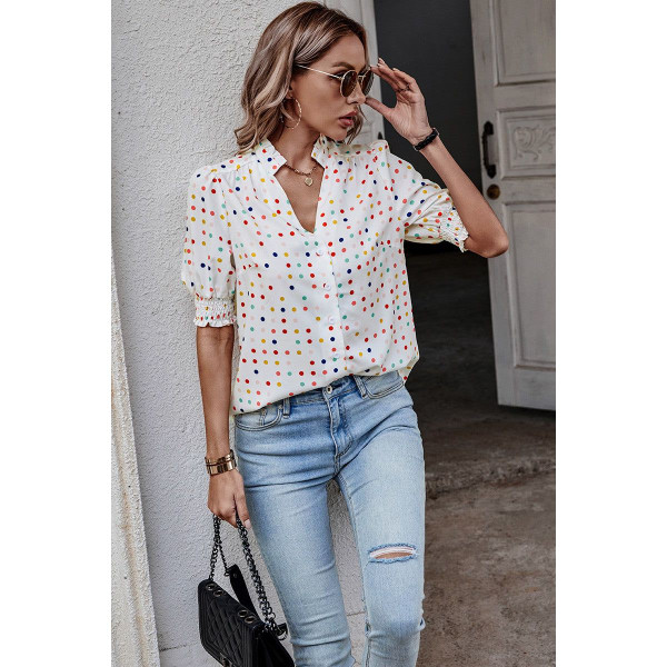 Women's Whimsy Polka Dot Puff Sleeve Blouse product image