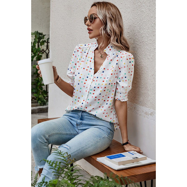 Women's Whimsy Polka Dot Puff Sleeve Blouse product image