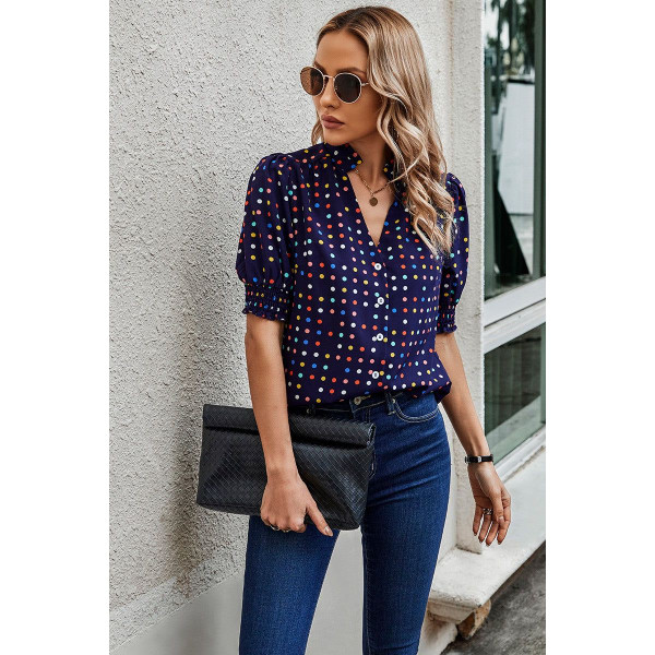 Women's Whimsy Polka Dot Puff Sleeve Blouse product image