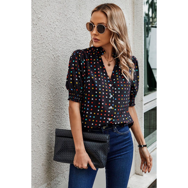 Women's Whimsy Polka Dot Puff Sleeve Blouse product image