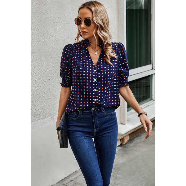 Women's Whimsy Polka Dot Puff Sleeve Blouse product image