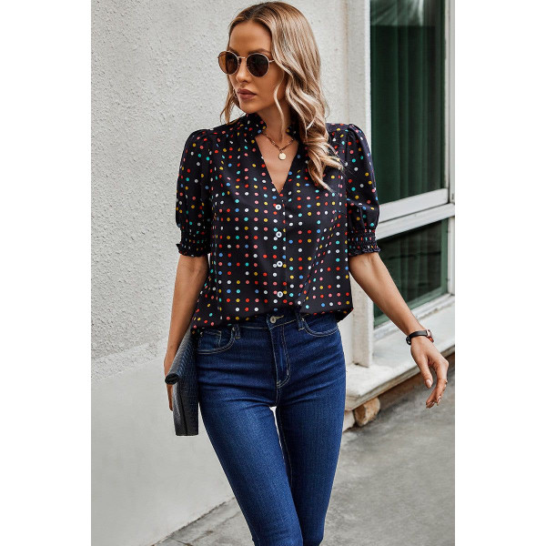 Women's Whimsy Polka Dot Puff Sleeve Blouse product image