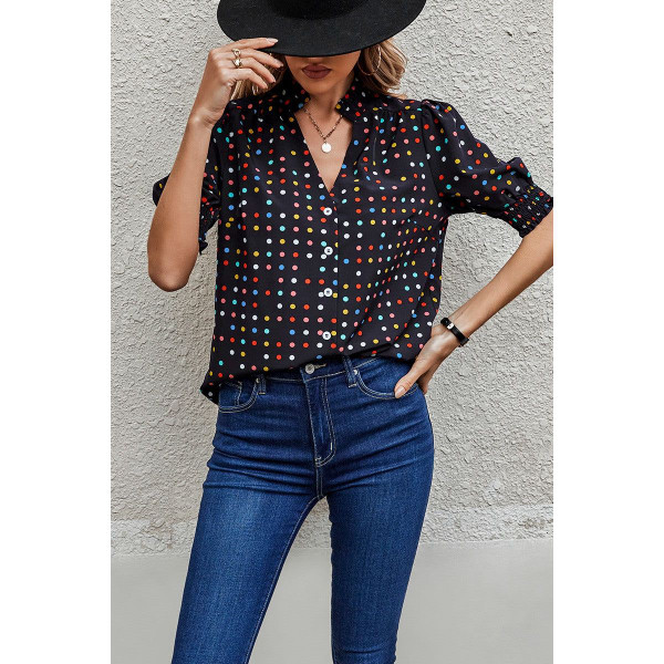Women's Whimsy Polka Dot Puff Sleeve Blouse product image
