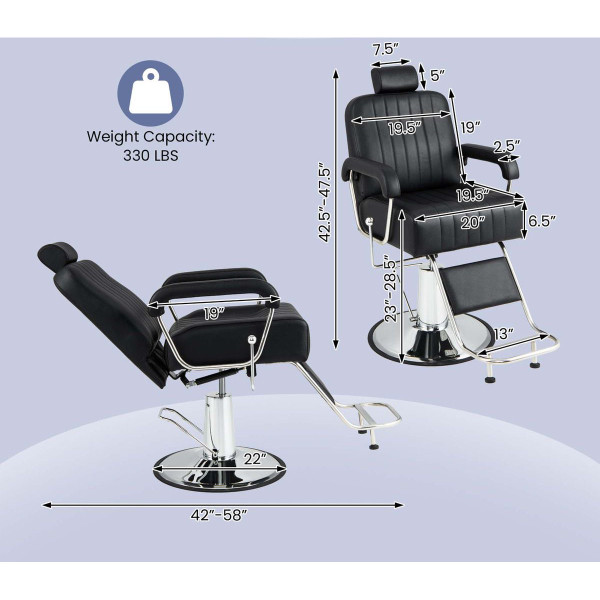 360° Swivel Hydraulic Barber Chair with Adjustable Headrest & Backrest product image