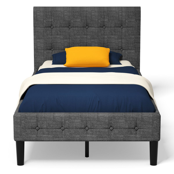 Twin Upholstered Bed with Button Tufted Headboard  product image