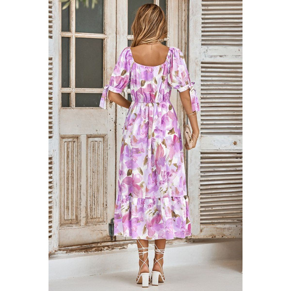 Women's Floral V-Neck Ruffle Midi Dress product image