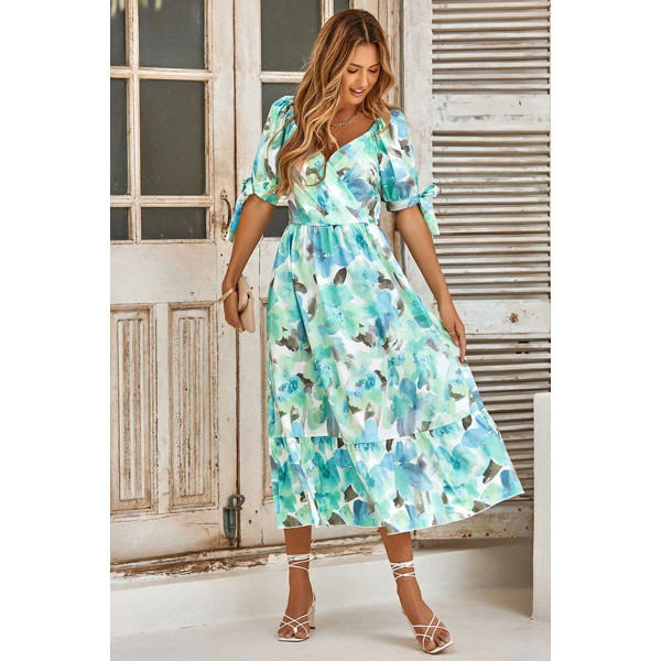 Women's Floral V-Neck Ruffle Midi Dress product image