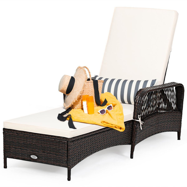 Costway PE Rattan Chaise Lounge Chair with Adjustable Recline product image