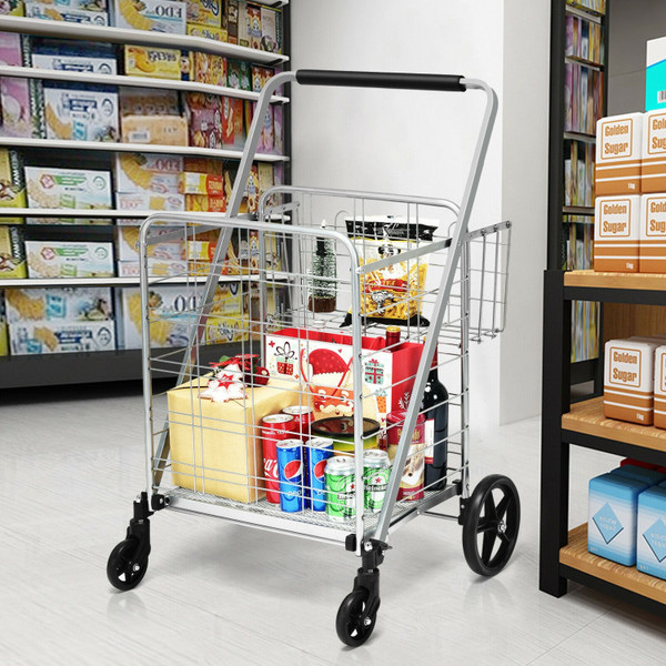 Heavy-Duty Folding Utility Shopping Double Cart product image