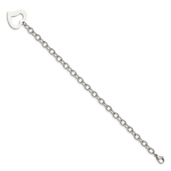 8.5-Inch Polished Stainless Steel Open Link Heart Bracelet product image