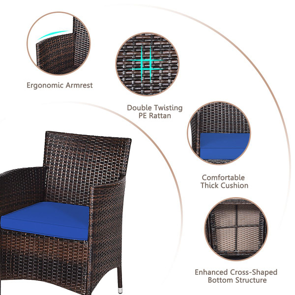 Costway Outdoor 3-Piece Rattan Wicker Furniture Set product image