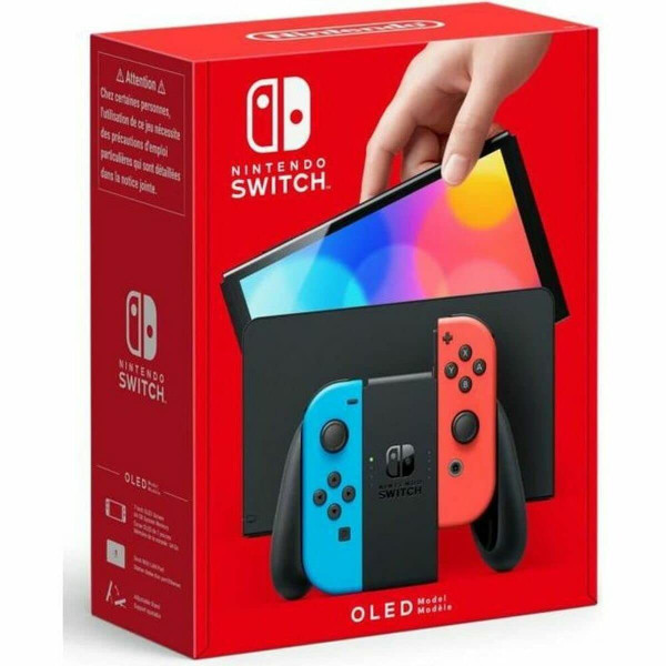 Nintendo Switch OLED Model with Neon Red and Blue Joy-Con product image