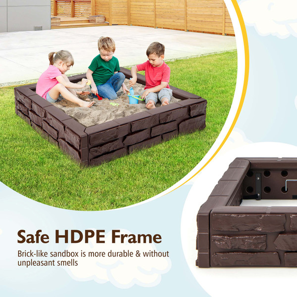 Kids' 2-in-1 HDPE Sandbox with Cover & Bottom Liner product image