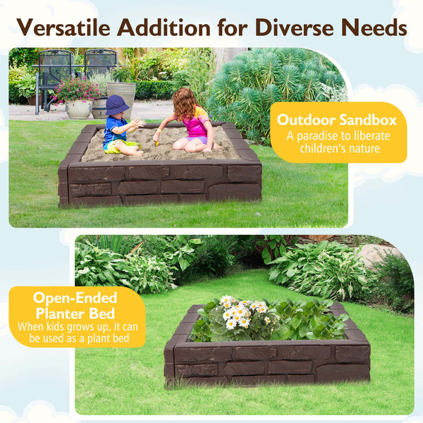 Kids' 2-in-1 HDPE Sandbox with Cover & Bottom Liner product image