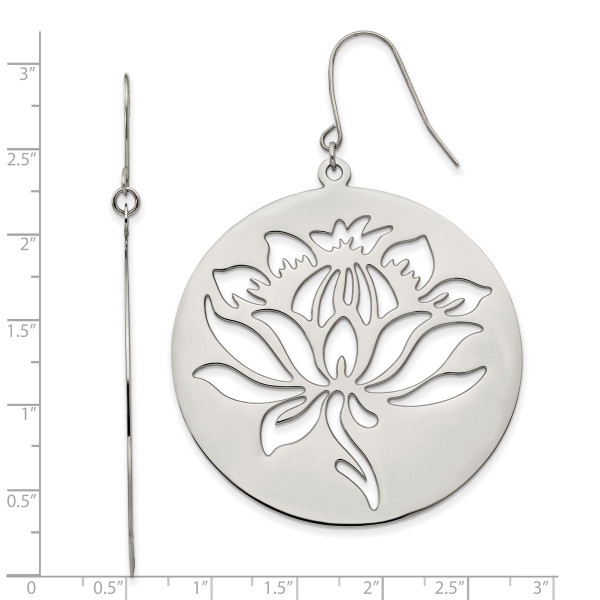 Stainless Steel Polished Flower Cutout Dangle Earrings product image
