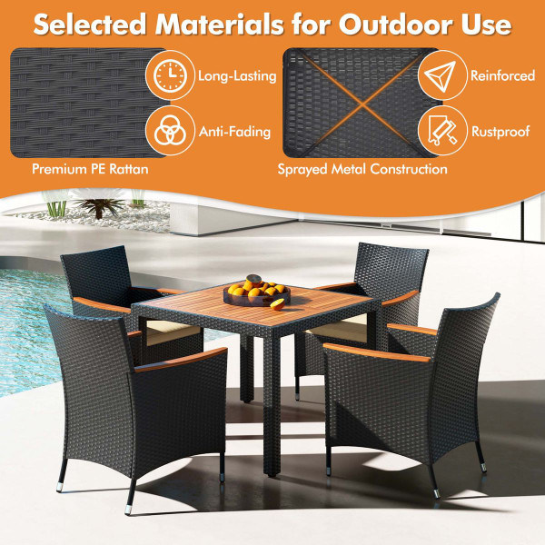 5-Piece Patio Dining Table Set for 4 with Umbrella Hole product image