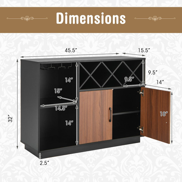 Costway Industrial Wine Bar Cabinet Sideboard product image