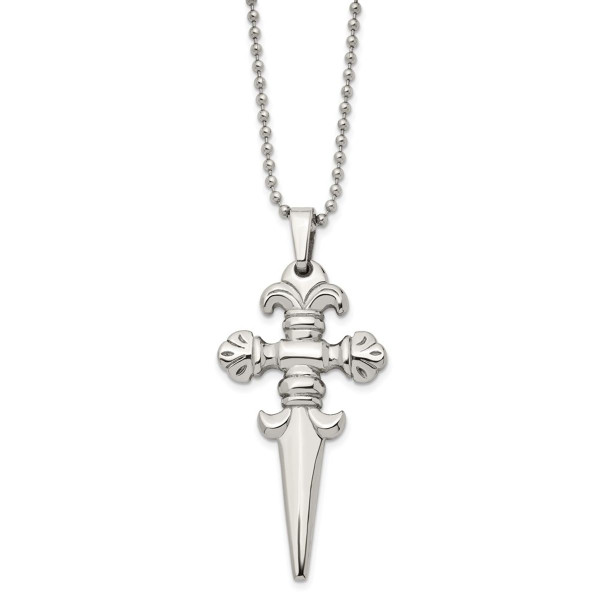 24in Stainless Steel Polished Dagger Necklace product image