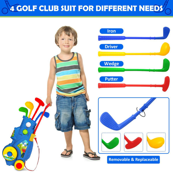 Golf Club Set for Kids,Indoor Outdoor Sports Toys for Boys Girls Ages 3+ Year Old,Christmas Birthday Gift Kids,Toddler Golf Set with 4 Clubs,8 Balls,2 Practice Holes,Shoulder Strap product image