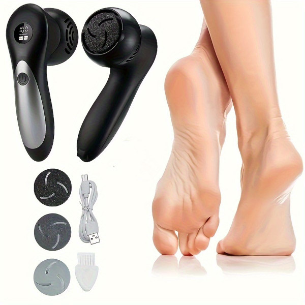 Electric Foot Callus Remover Rechargeable Portable Electronic Pedicure Feet Scrubber File Tool For Dead Skin Color Black product image