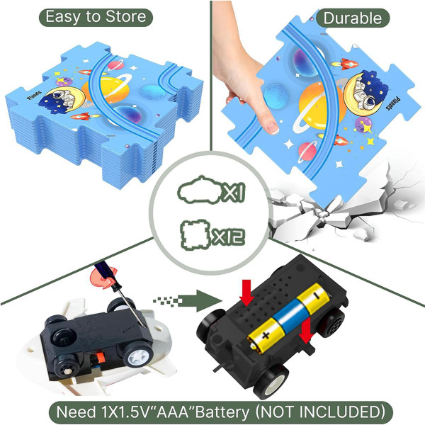 Children Educational Track Car DIY Free Assembly Map Scene To Build Electric Jigsaw Track Car (Universe) product image