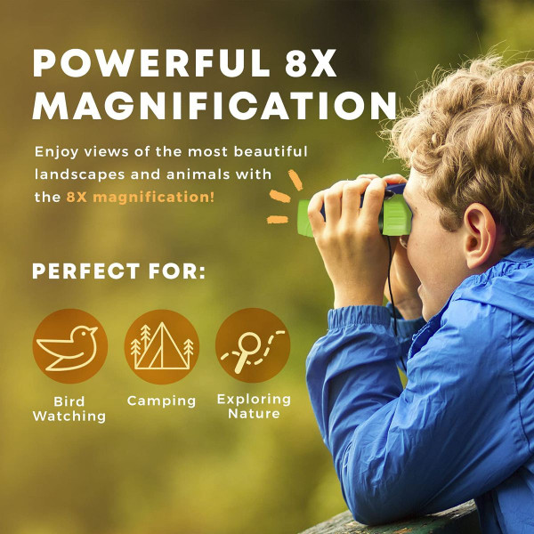 Binoculars for Kids, Set with Magnifying Glass And Compass (Green) product image