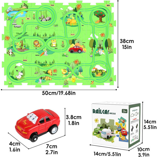 Children Educational Track Car DIY Free Assembly Map Scene To Build Electric Jigsaw Track Car (Forest) product image