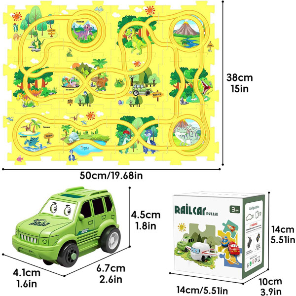 Children Educational Track Car DIY Free Assembly Map Scene To Build Electric Jigsaw Track Car product image