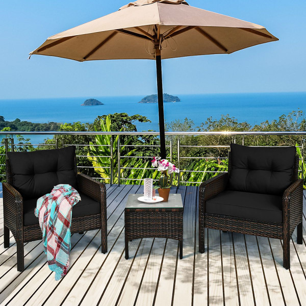 3-Piece Rattan Patio Furniture Set with Washable Cushion product image