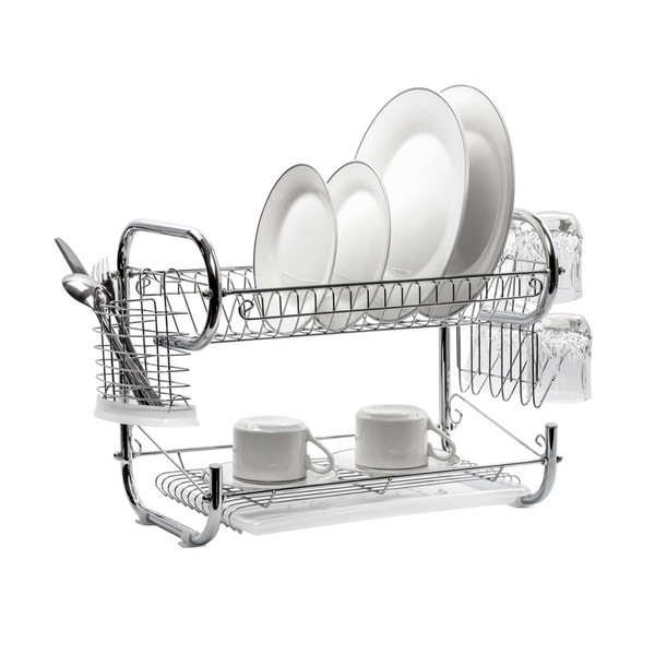 Stainless Steel 2-Tier Dish Rack with Utensil Holder product image