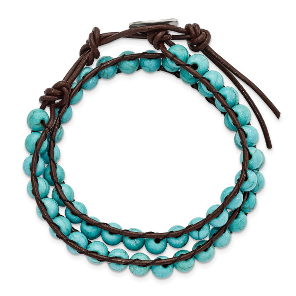 Dyed Turquoise Leather Cord Multi Wrap Bracelet product image